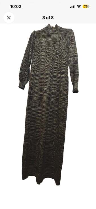 ALNORAL by Al Spokavicius Dresses & Skirts - ALNORAL by Al Spokavicius Mock Neck Long Sleeve brown tweed Knit Maxi Dress Med